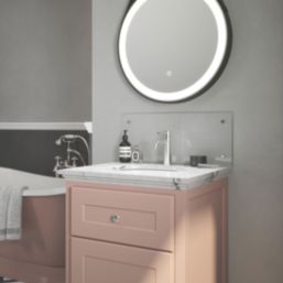 Splashback  Glass Bathroom Splashback Clear Brushed Chrome 250mm x 600mm x 4mm