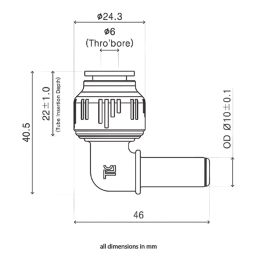 Flomasta  Plastic Push-Fit Equal 90° Stem Elbow 10mm
