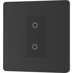 British General Evolve 1-Gang 2-Way LED Single Master Trailing Edge Touch Dimmer Switch  Matt Black with Black Inserts