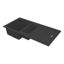 Carysil TD150-MB 1.5 Bowl Granite Composite Kitchen Sink Midnight Black Reversible 1000mm x 500mm