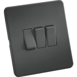 Knightsbridge  10AX 3-Gang 2-Way Light Switch  Anthracite