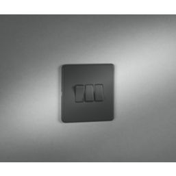 Knightsbridge  10AX 3-Gang 2-Way Light Switch  Anthracite