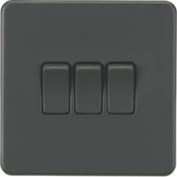 Knightsbridge  10AX 3-Gang 2-Way Light Switch  Anthracite