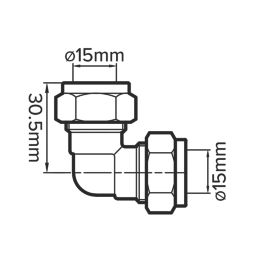 Flomasta  Brass Compression Equal 90° Elbow 15mm