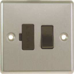 LAP  13A Switched Fused Spur  Stainless Steel with Black Inserts