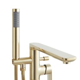 Highlife Bathrooms Rona Brushed Brass 862mm Floor Mounted Single Control Manual Shower Mixer Tap