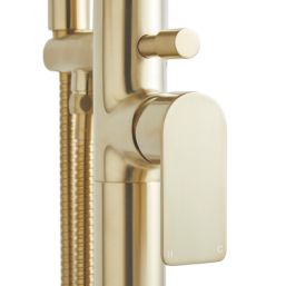 Highlife Bathrooms Rona Brushed Brass 862mm Floor Mounted Single Control Manual Shower Mixer Tap