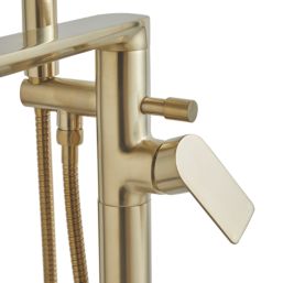 Highlife Bathrooms Rona Brushed Brass 862mm Floor Mounted Single Control Manual Shower Mixer Tap