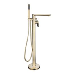 Highlife Bathrooms Rona Brushed Brass 862mm Floor Mounted Single Control Manual Shower Mixer Tap