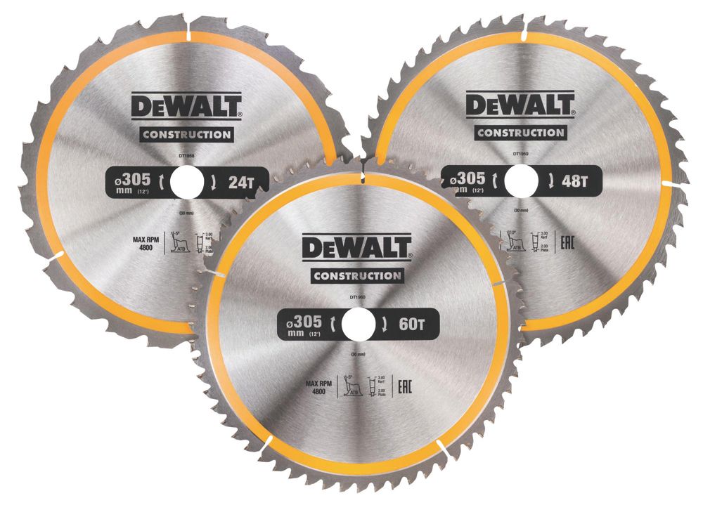 12-Inch 305mm Circular Saw Blade Set – 32T & 80T Combo, 1" Arbor, For Wood, Plastic & Composites By Fisunny