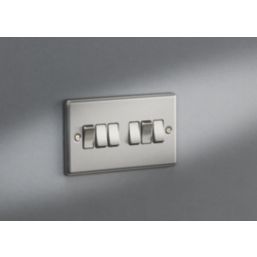Knightsbridge  10AX 6-Gang 2-Way Light Switch  Brushed Chrome