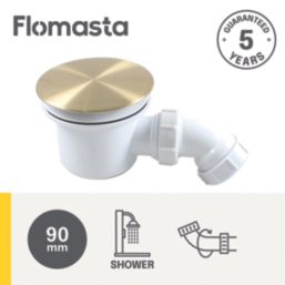 Flomasta  Shower Trap with Inner Basket Brushed Brass 90mm