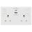 British General 800 Series 13A 2-Gang SP Switched Socket + 3A 22W 2-Outlet Type A & C USB Charger White