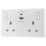 British General 800 Series 13A 2-Gang SP Switched Socket + 3A 22W 2-Outlet Type A & C USB Charger White