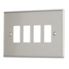 Contactum iConic 4-Module Grid Faceplate Brushed Steel