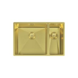 ETAL Elite 1.5 Bowl Stainless Steel Kitchen Sink Brushed Brass Left-Handed 670mm x 440mm