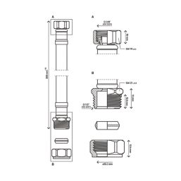 Flomasta Straight Flexible Compression Hose 15mm x 3/8" x 300mm