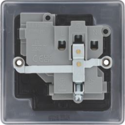 British General Nexus Metal 13A 1-Gang DP Switched Power Socket Matt Black  with Colour-Matched Inserts
