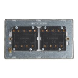 Contactum Lyric 10AX 6-Gang 2-Way Light Switch  Brushed Brass with White Inserts