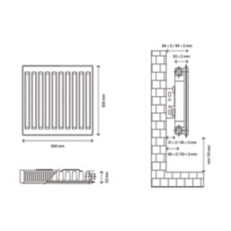 Flomasta 500mm x 600mm 1664BTU White Type 11 Convector Radiator