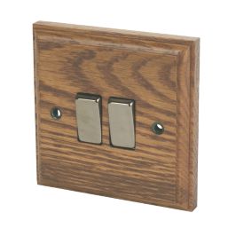 Varilight  10AX 2-Gang 2-Way Light Switch  Medium Oak