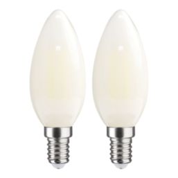 LAP  E14 Candle LED Light Bulb Milky 470lm 2.2W 2 Pack