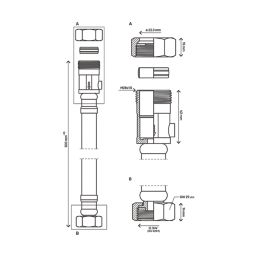 Flomasta Straight Flexible Compression Hose with Isolating Valve 22mm x 3/4" x 300mm
