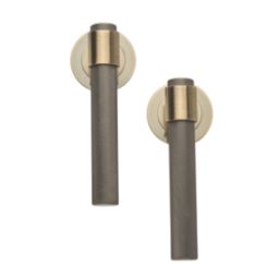 Designer Levers Kensington Knurled Lever on Rose Door Handle Pair Antique Brass
