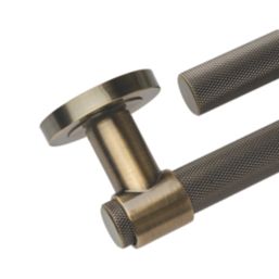 Designer Levers Kensington Knurled Lever on Rose Door Handle Pair Antique Brass