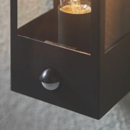 LAP Breton Outdoor Rectangular Wall Lantern With PIR Sensor Matt Black