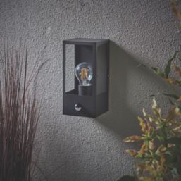 LAP Breton Outdoor Rectangular Wall Lantern With PIR Sensor Matt Black