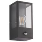 LAP Breton Outdoor Rectangular Wall Lantern With PIR Sensor Matt Black