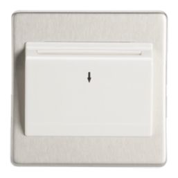 Contactum Lyric 10AX Key Card Switch Brushed Steel with White Inserts