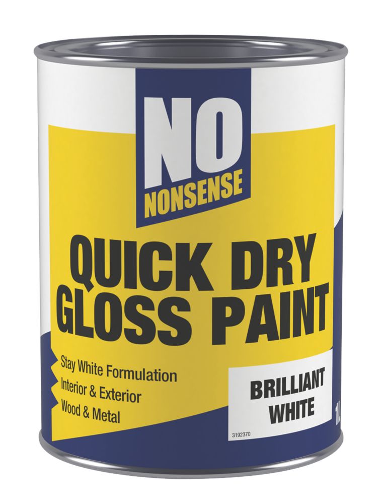 No Nonsense 1Ltr Pure Brilliant White Gloss WaterBased Trim Paint