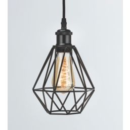 Knightsbridge  Matt Black Steel Diamond-Shaped Pendant Cage