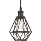 Knightsbridge  Matt Black Steel Diamond-Shaped Pendant Cage