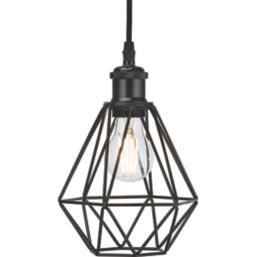 Knightsbridge  Matt Black Steel Diamond-Shaped Pendant Cage