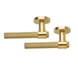 Designer Levers Kensington Knurled Lever on Rose Door Handle Pair Brushed Brass