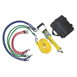 Smith & Locke Bungee & Ratchet Tie-Down Set with J-Hooks 7 Pieces