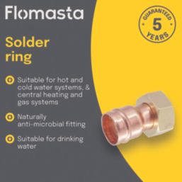Flomasta  Brass Solder Ring Straight Tap Connectors 15mm x 3/4" 2 Pack