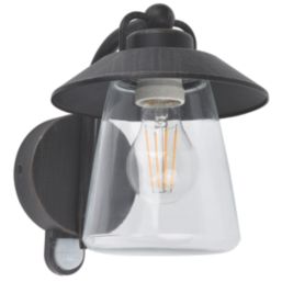 Lutec Cate Outdoor Wall Light With PIR Sensor Black Rust