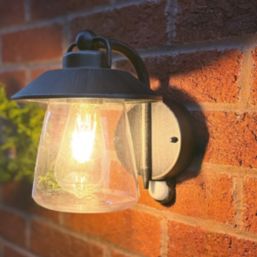 Lutec Cate Outdoor Wall Light With PIR Sensor Black Rust