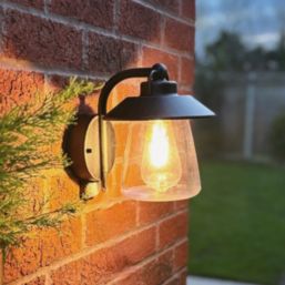 Lutec Cate Outdoor Wall Light With PIR Sensor Black Rust