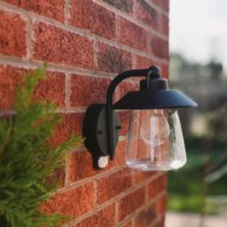 Lutec Cate Outdoor Wall Light With PIR Sensor Black Rust
