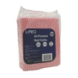 L-PRO All Purpose Non-Woven Cleaning Cloths Red 30cm x 38cm 50 Pack