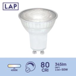 LAP Narrow Beam Angle  GU10 LED Light Bulb 345lm 2.5W 5 Pack