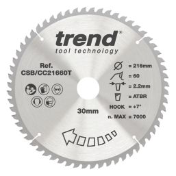 Trend CSB/CC21660T Wood Circular Saw Blade 216mm x 30mm 60T
