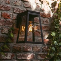 Lutec Fia Outdoor LED Solar Lantern Wall Light Black 200lm
