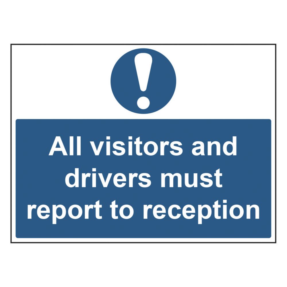 Cartello Obbligo 200x300 Mm: 'All Visitors And Drivers Must Report To Reception' | Plastica Semi-rigida Blu - 6