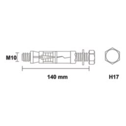 Easyfix Bolt Head Shield Anchors M10 x 140mm 5 Pack